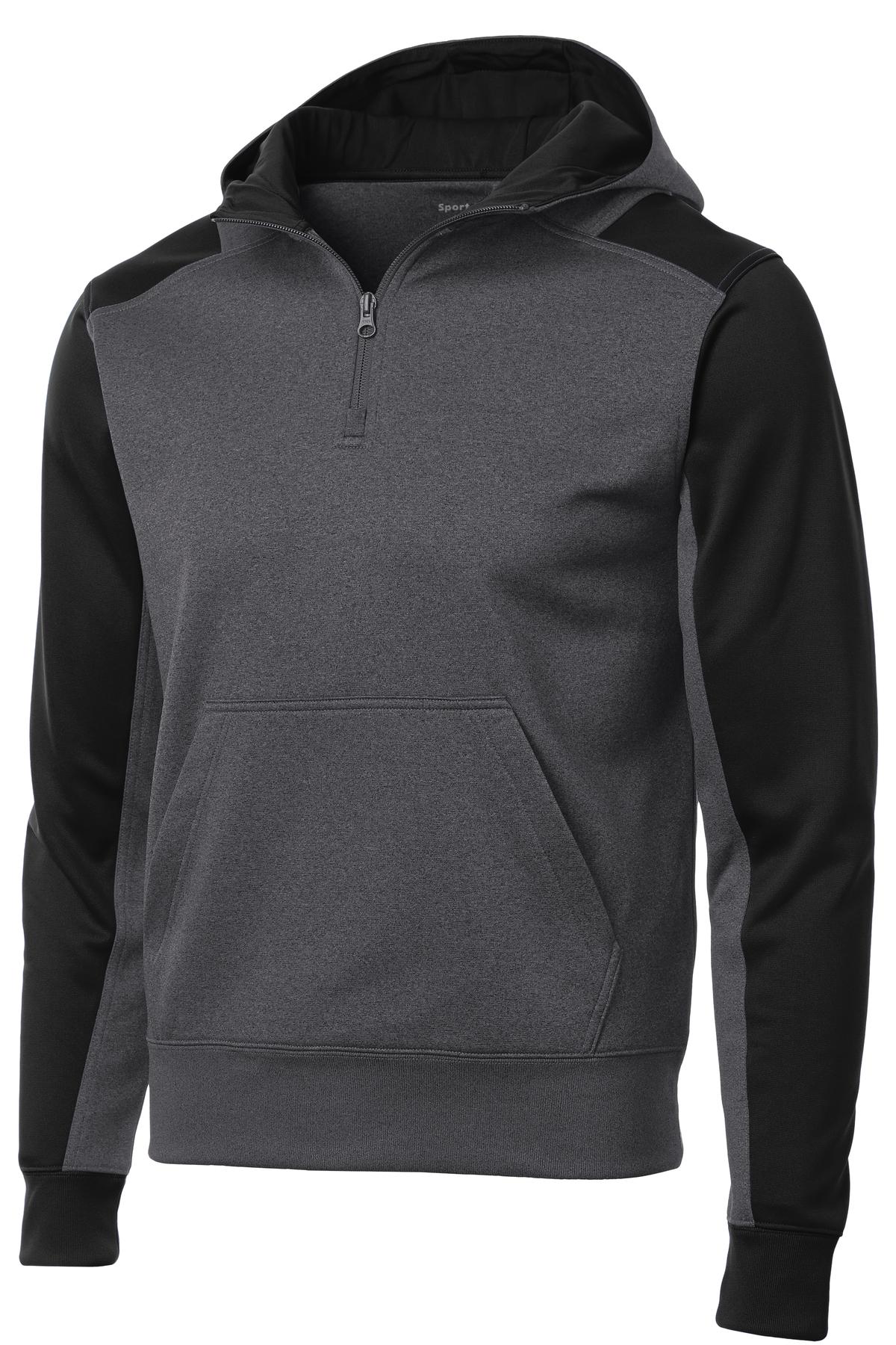 Sport-Tek Men's Tech Fleece Colorblock 1/4-Zip Hooded Sweatshirt Mens Apparel Sweatshirts & Fleece