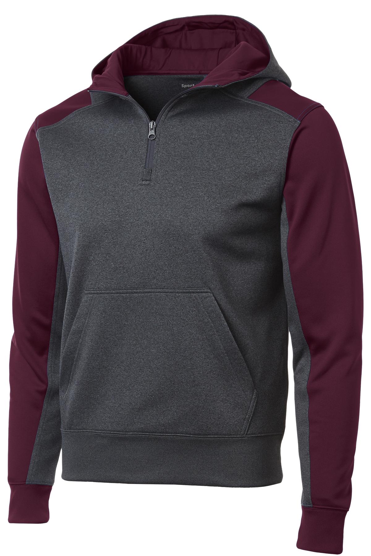 Sport-Tek Men's Tech Fleece Colorblock 1/4-Zip Hooded Sweatshirt Mens Apparel Sweatshirts & Fleece
