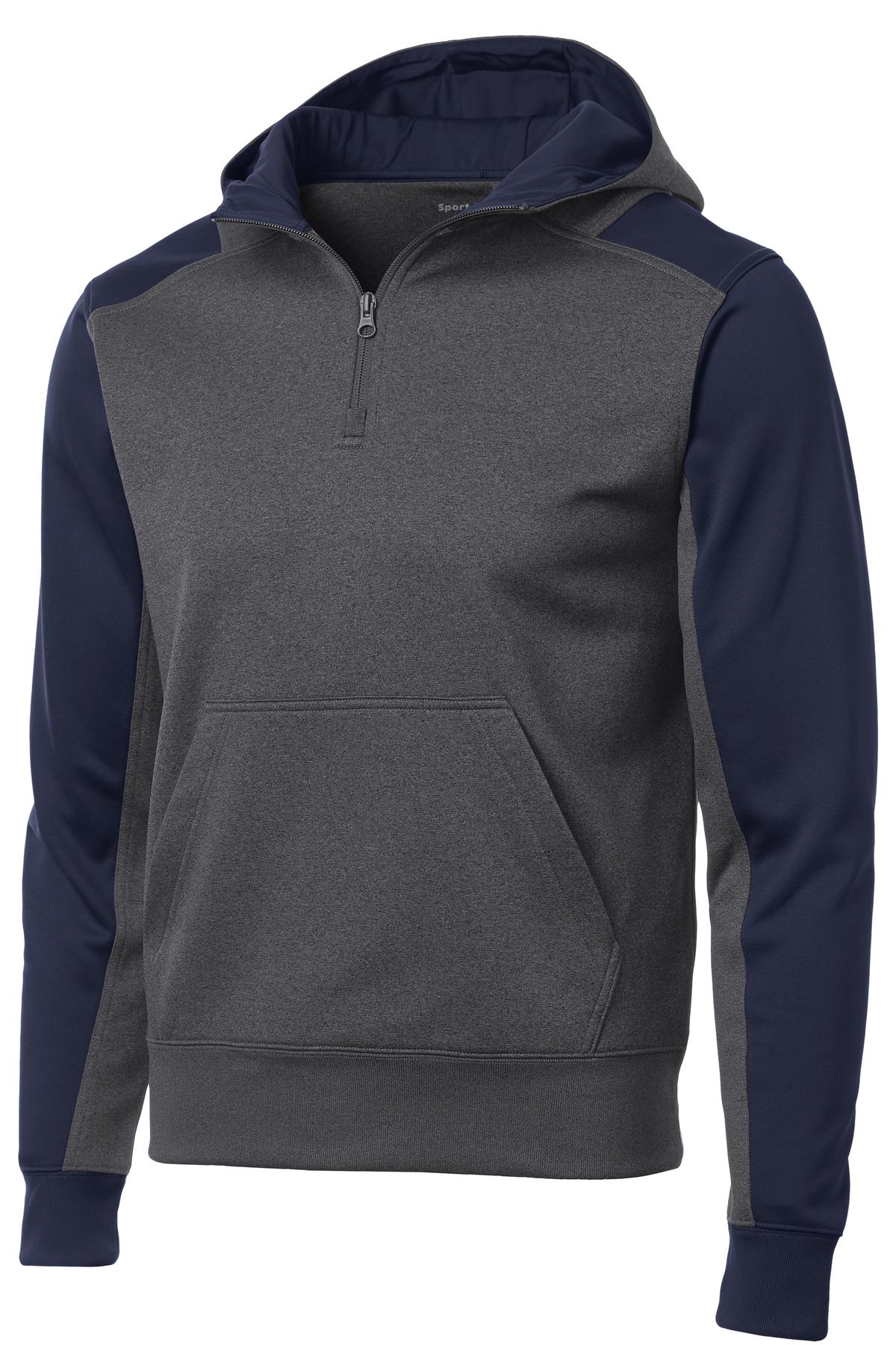 Sport-Tek Men's Tech Fleece Colorblock 1/4-Zip Hooded Sweatshirt Mens Apparel Sweatshirts & Fleece