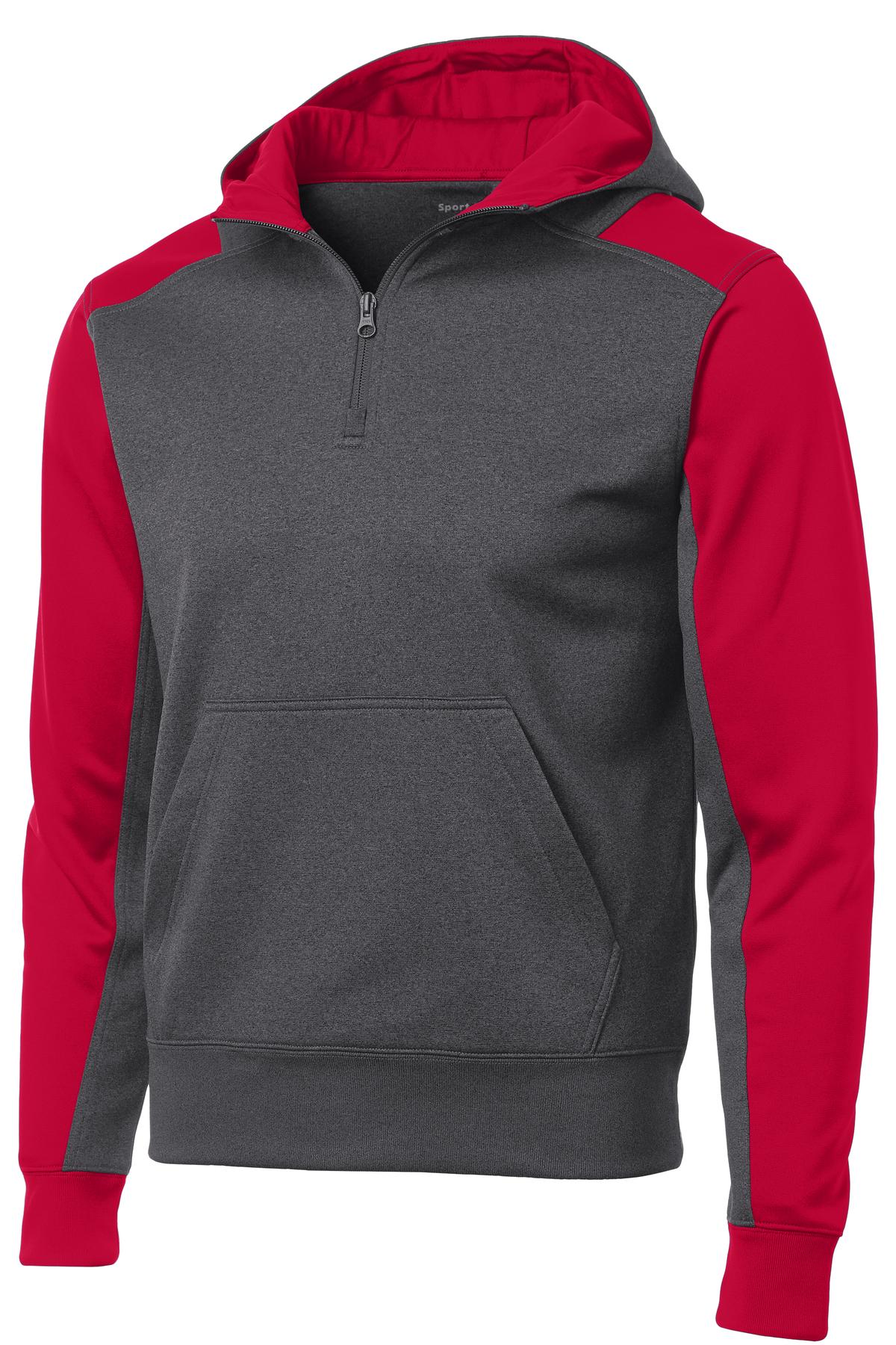 Sport-Tek Men's Tech Fleece Colorblock 1/4-Zip Hooded Sweatshirt Mens Apparel Sweatshirts & Fleece