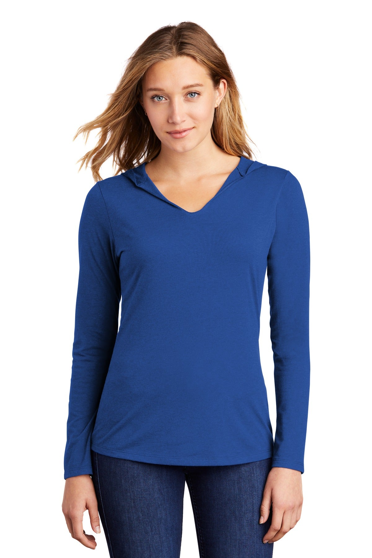 District Women's Perfect Tri Long Sleeve Hoodie. DM139L District