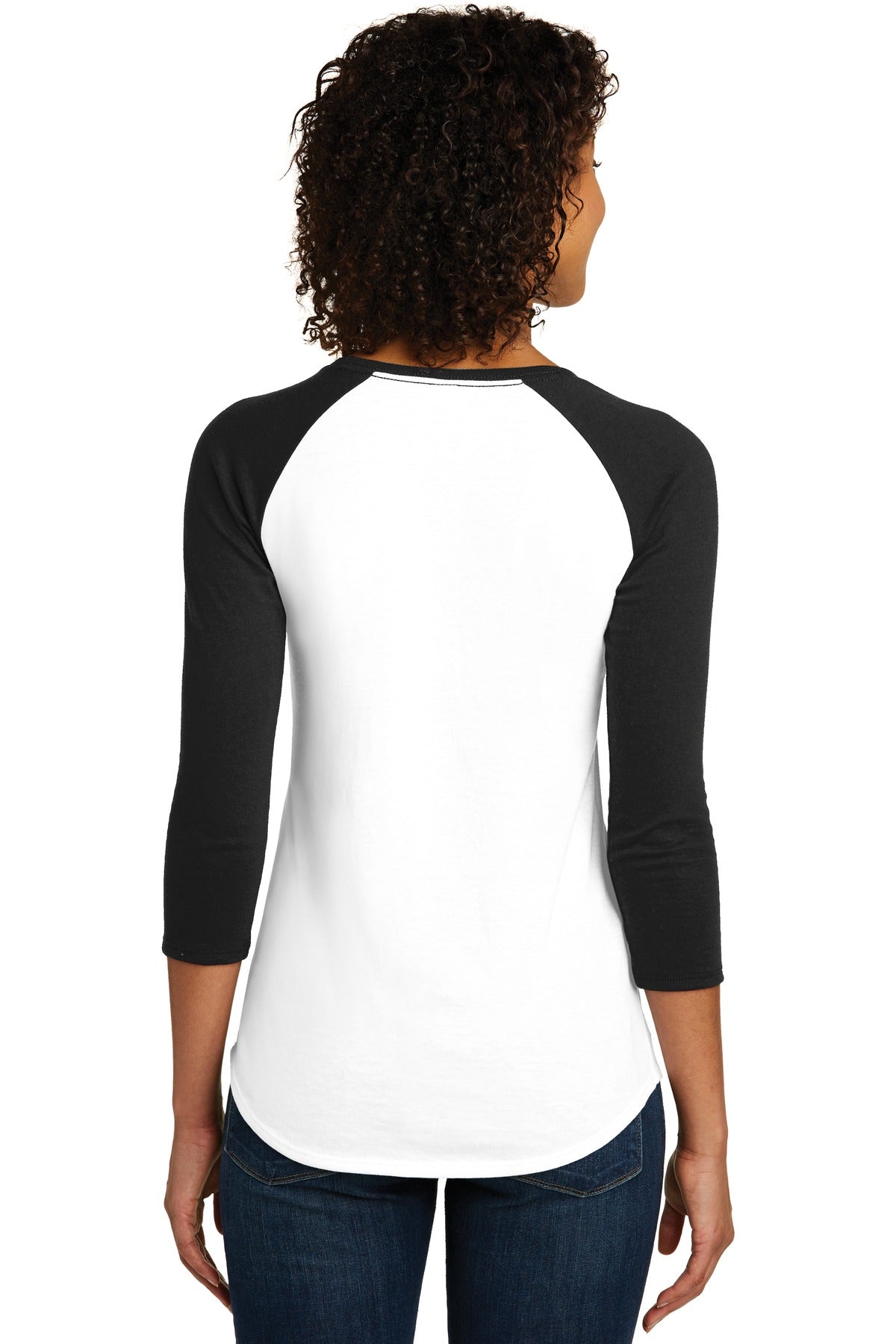 District Women's Fitted Very Important Tee 3/4-Sleeve Raglan. DT6211 Womens Apparel Shirts & Tops