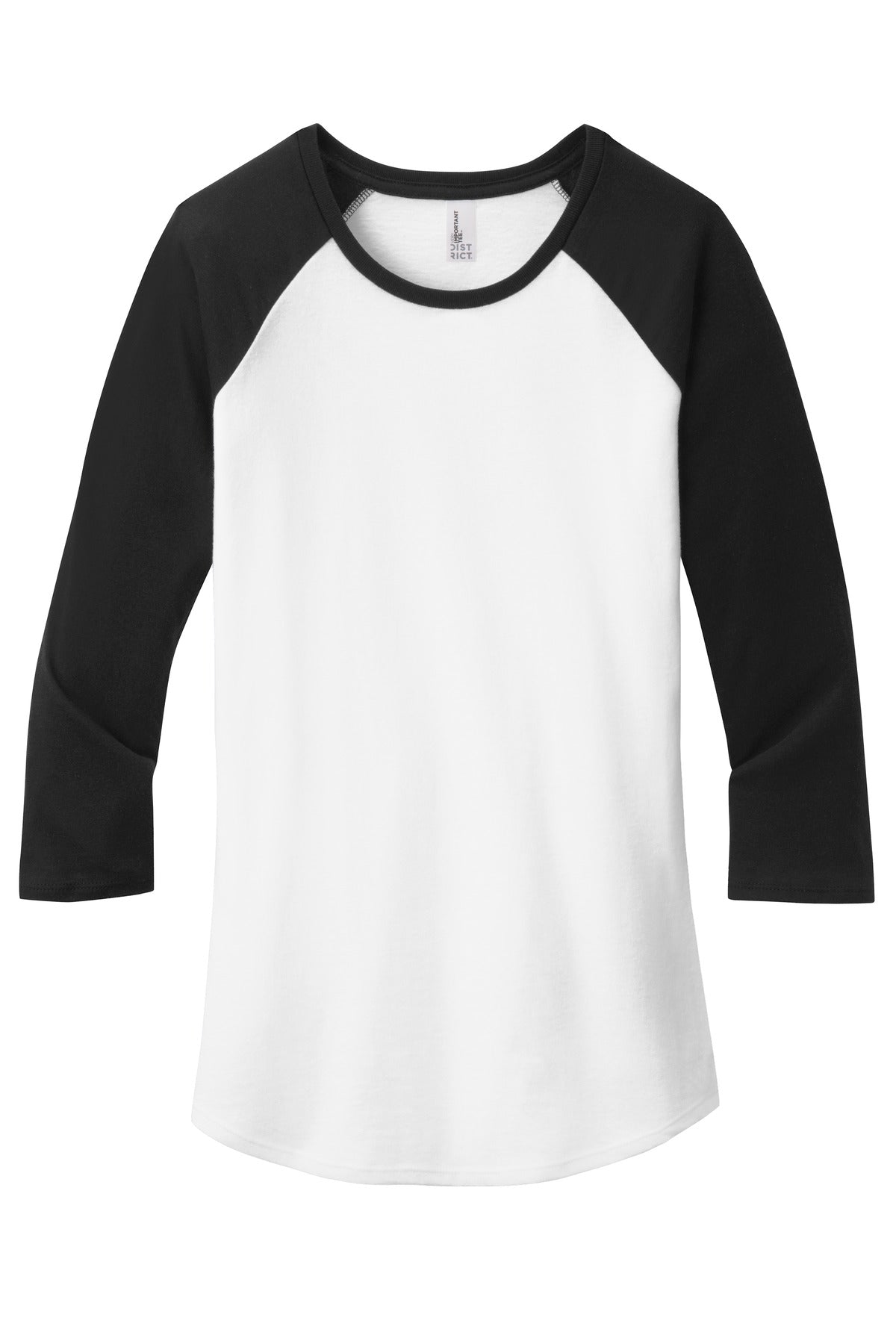 District Women's Fitted Very Important Tee 3/4-Sleeve Raglan. DT6211 Womens Apparel Shirts & Tops