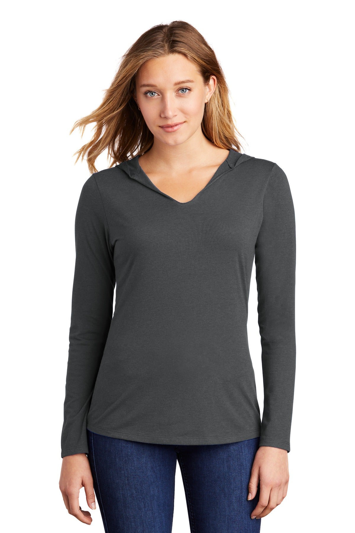 District Women's Perfect Tri Long Sleeve Hoodie. DM139L District