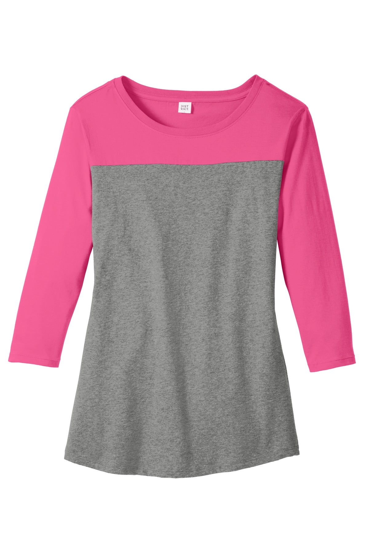 District Women's Rally 3/4-Sleeve Tee. DT2700 Womens Apparel Shirts & Tops