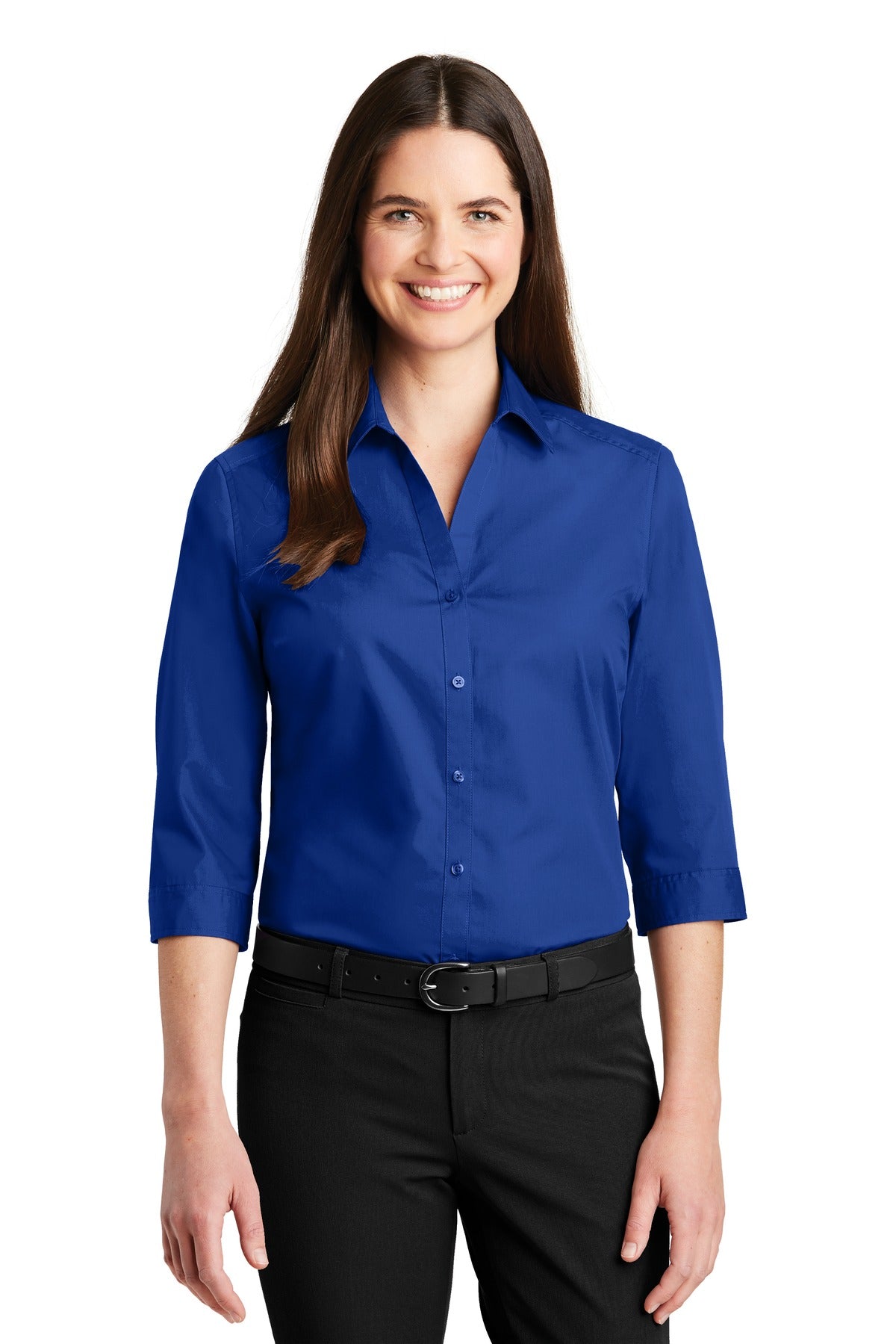 Port Authority Ladies 3/4-Sleeve Carefree Poplin Shirt. LW102