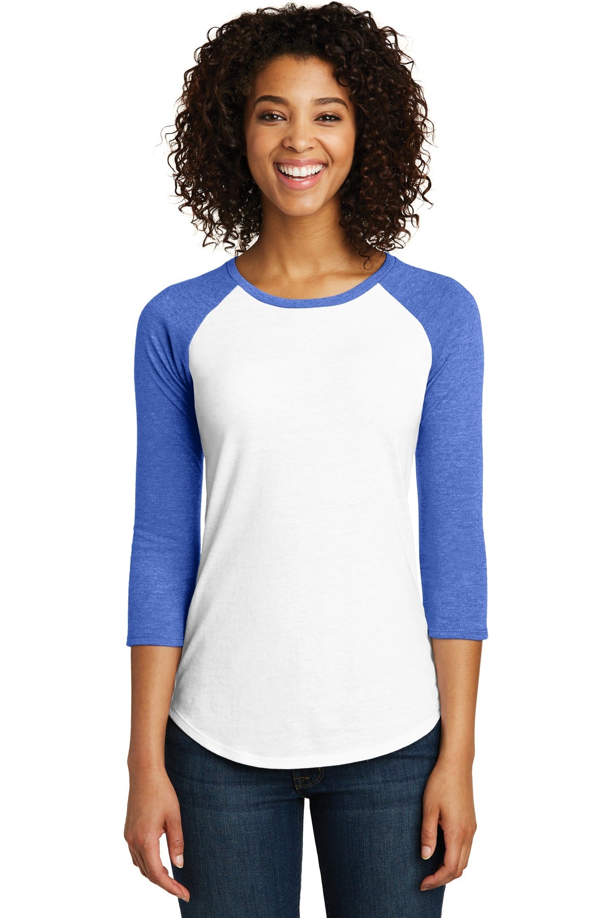 District Women's Fitted Very Important Tee 3/4-Sleeve Raglan. DT6211 Womens Apparel Shirts & Tops