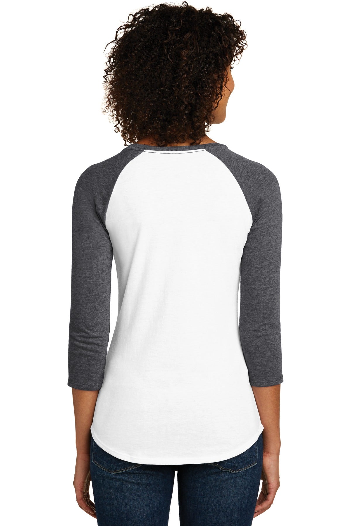 District Women's Fitted Very Important Tee 3/4-Sleeve Raglan. DT6211 Womens Apparel Shirts & Tops