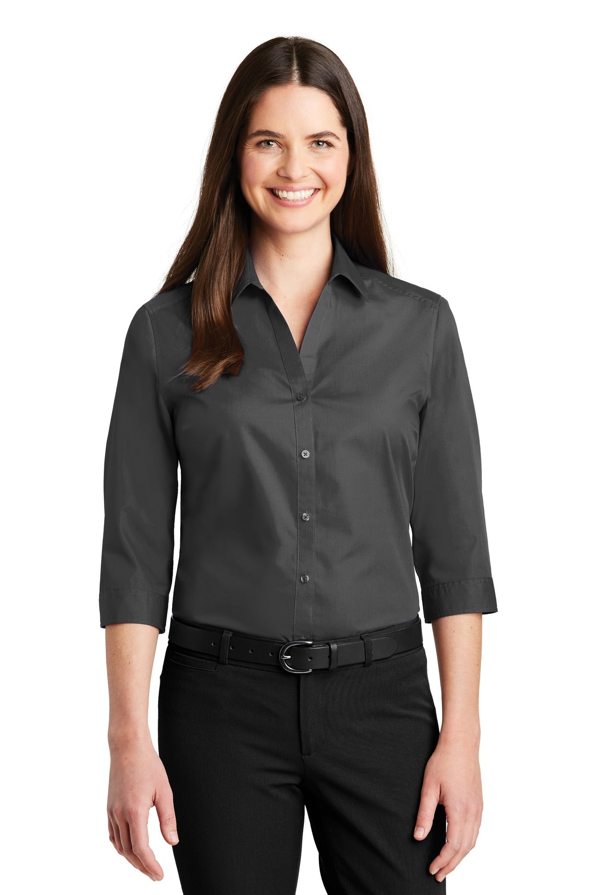 Port Authority Ladies 3/4-Sleeve Carefree Poplin Shirt. LW102