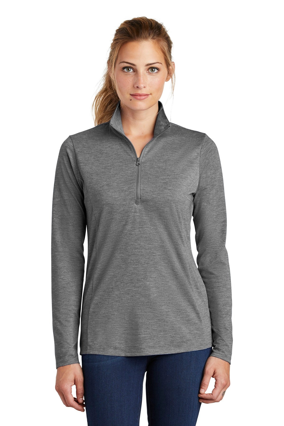Sport-Tek Women's PosiCharge Tri-Blend Wicking 1/4-Zip Pullover. LST407 Womens Apparel Jackets & Vests