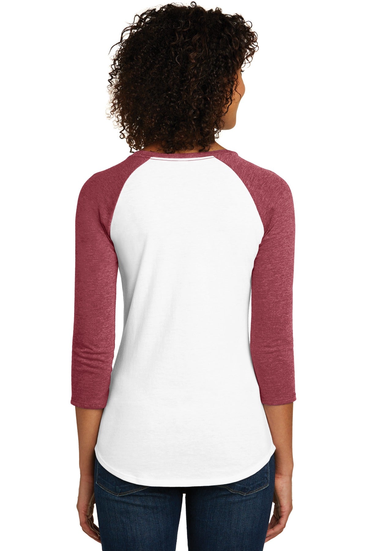 District Women's Fitted Very Important Tee 3/4-Sleeve Raglan. DT6211 Womens Apparel Shirts & Tops