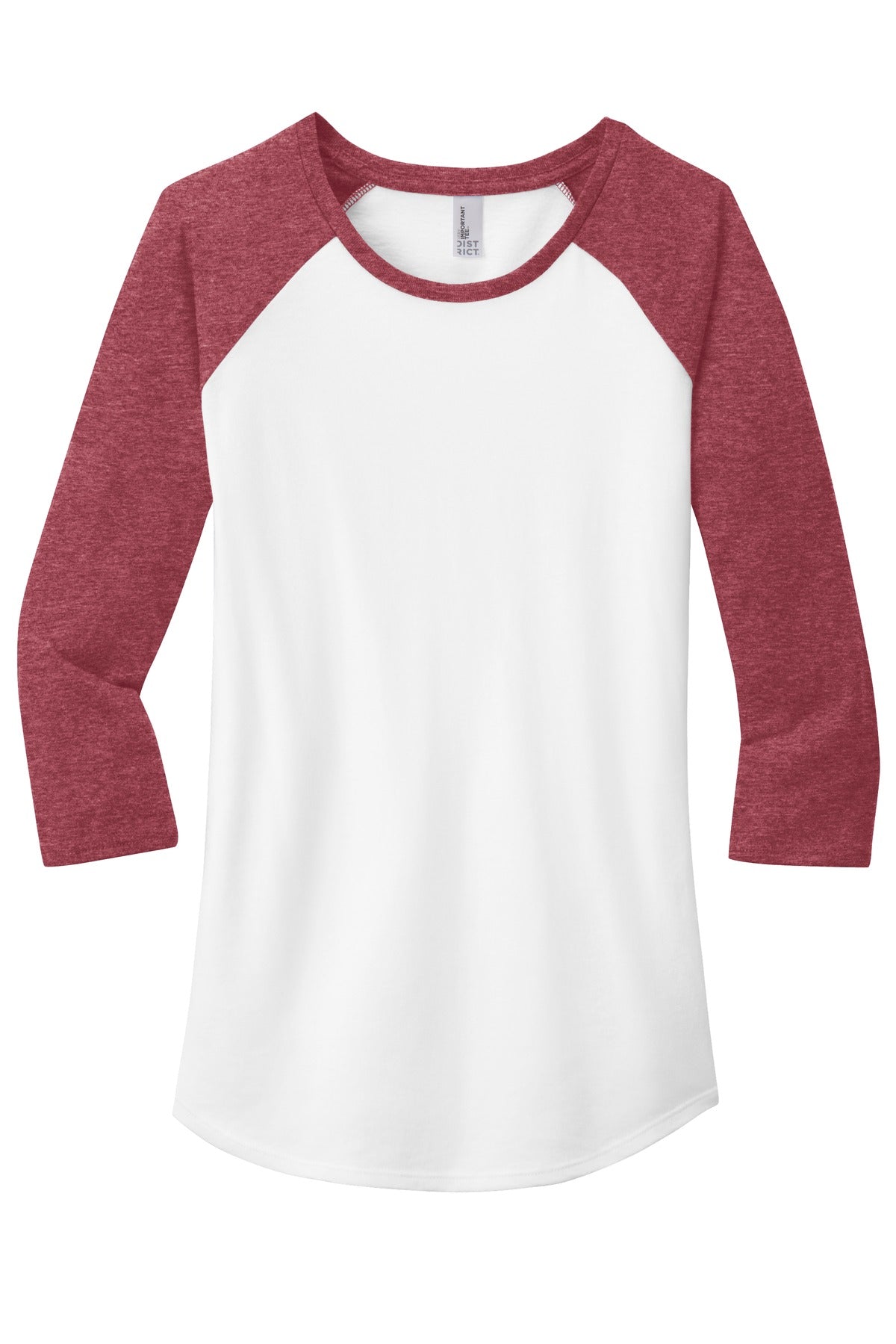 District Women's Fitted Very Important Tee 3/4-Sleeve Raglan. DT6211 Womens Apparel Shirts & Tops