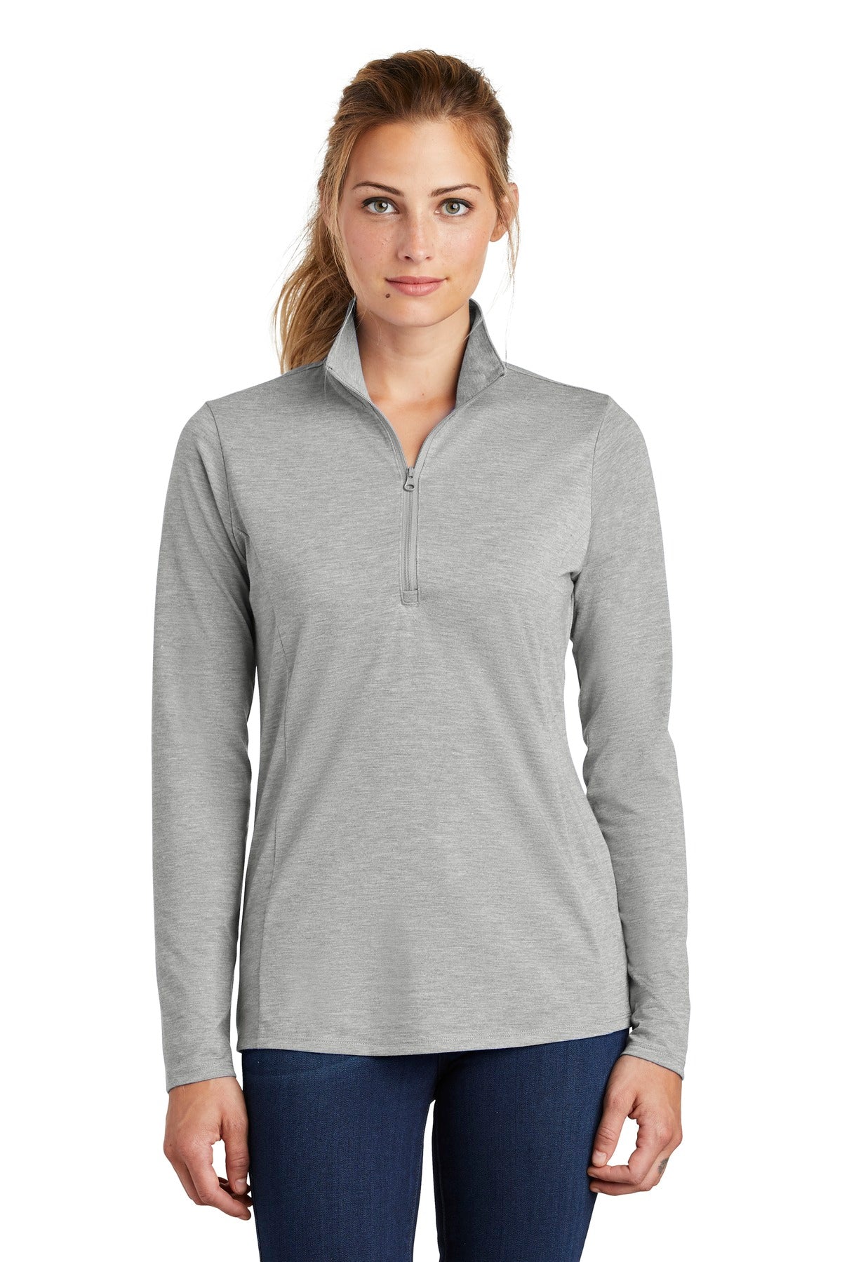 Sport-Tek Women's PosiCharge Tri-Blend Wicking 1/4-Zip Pullover. LST407 Womens Apparel Jackets & Vests