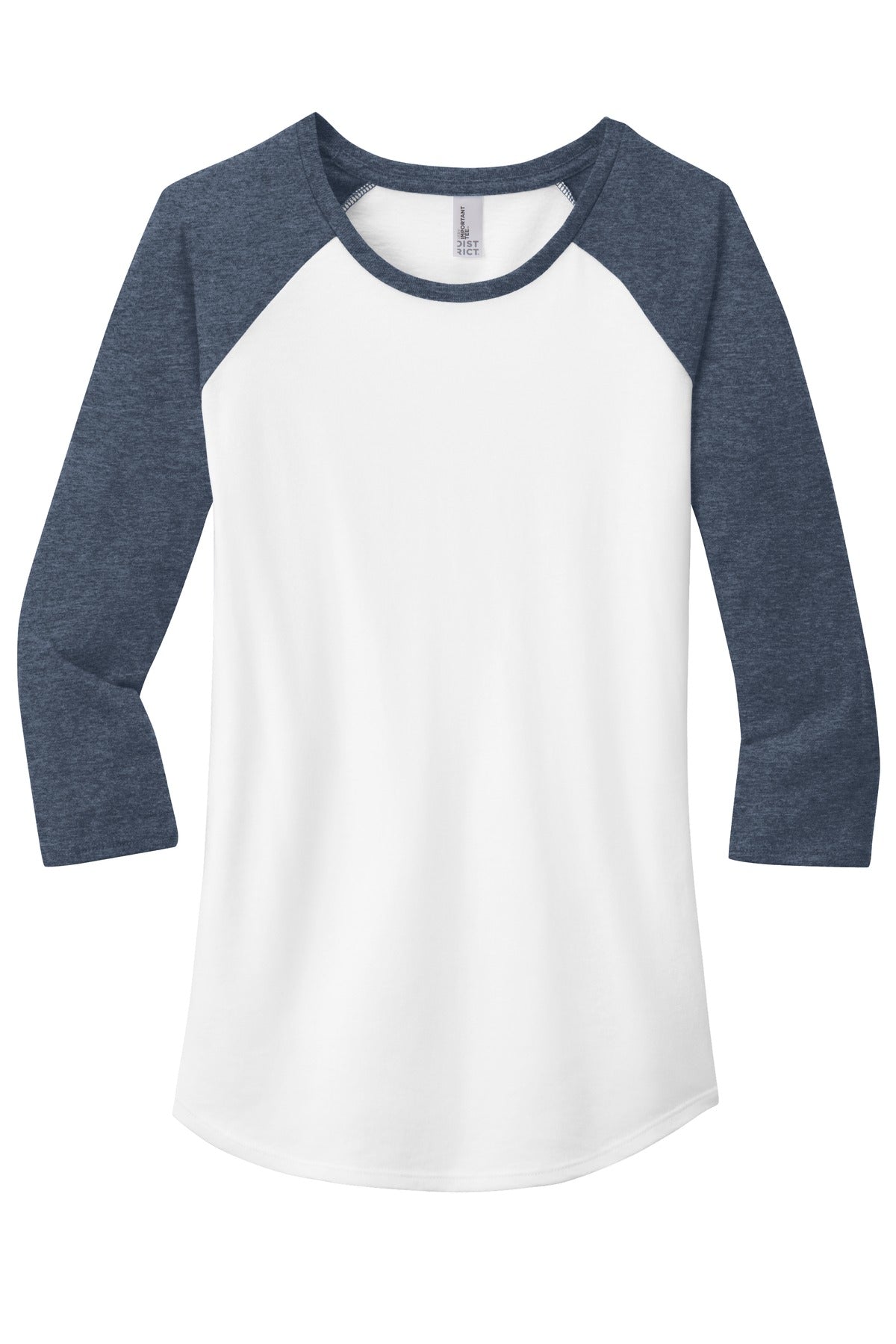 District Women's Fitted Very Important Tee 3/4-Sleeve Raglan. DT6211 Womens Apparel Shirts & Tops