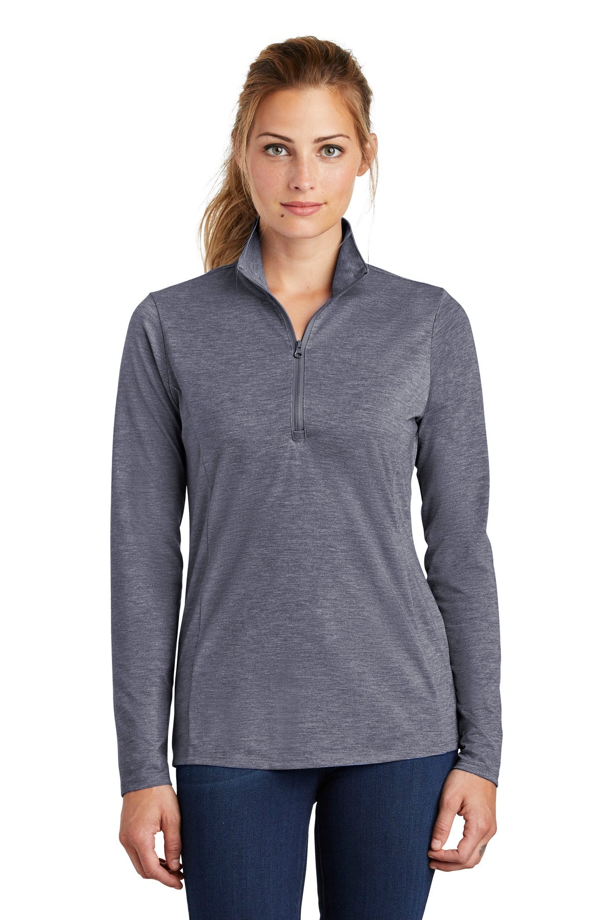 Sport-Tek Women's PosiCharge Tri-Blend Wicking 1/4-Zip Pullover. LST407 Womens Apparel Jackets & Vests
