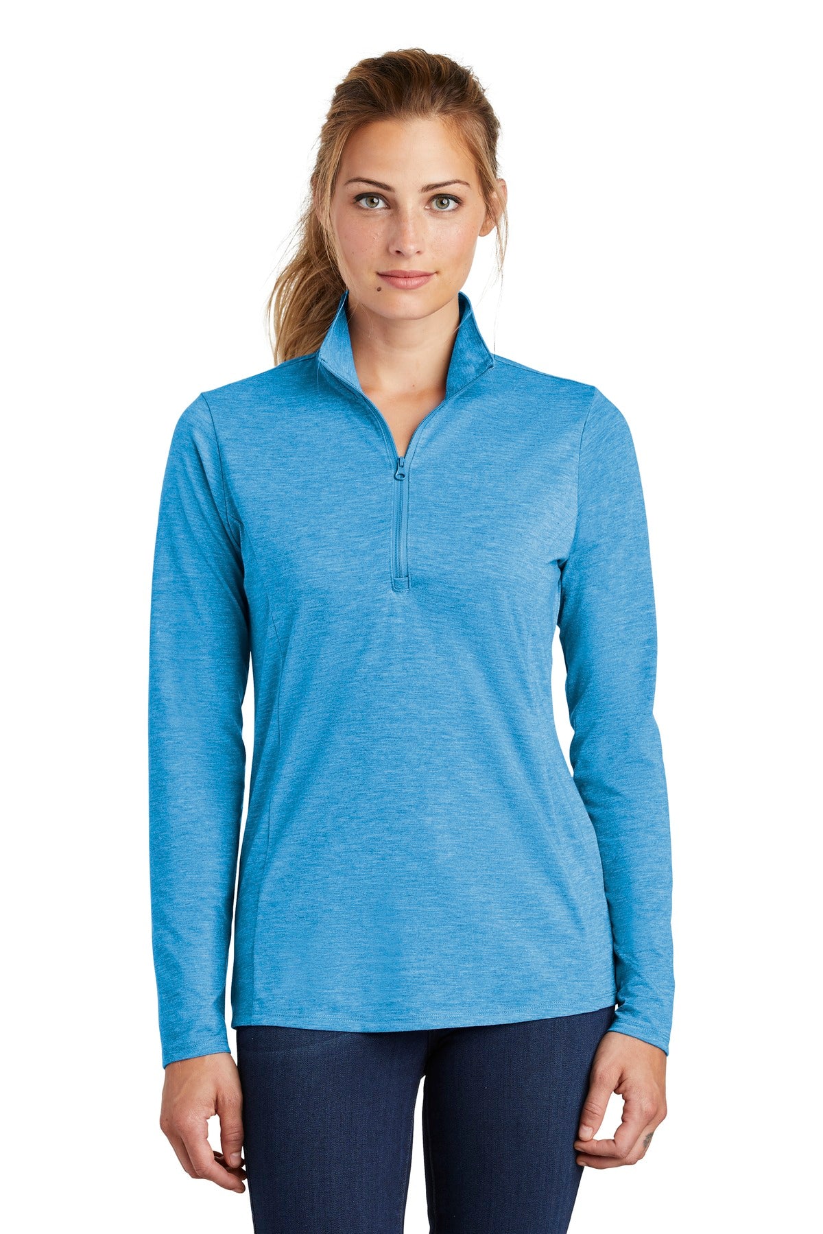 Sport-Tek Women's PosiCharge Tri-Blend Wicking 1/4-Zip Pullover. LST407 Womens Apparel Jackets & Vests