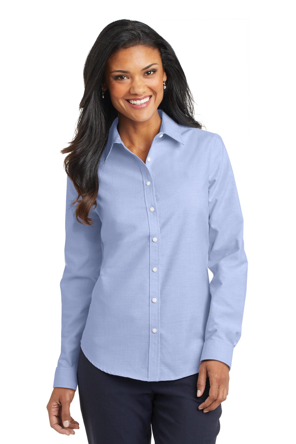 Port Authority Ladies SuperPro Oxford Shirt. L658 Womens Apparel Shirts & Tops