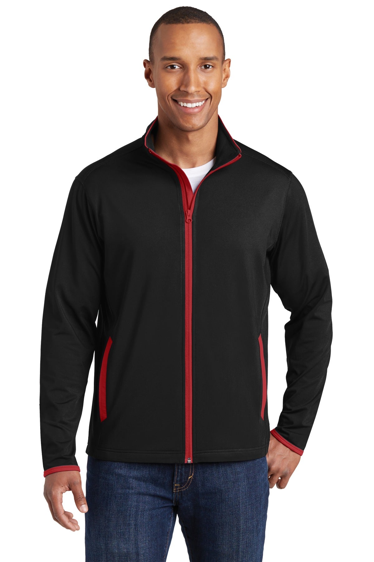 Sport-Tek Men's Sport-Wick Stretch Contrast Full-Zip Jacket Mens Apparel Jackets & Vests