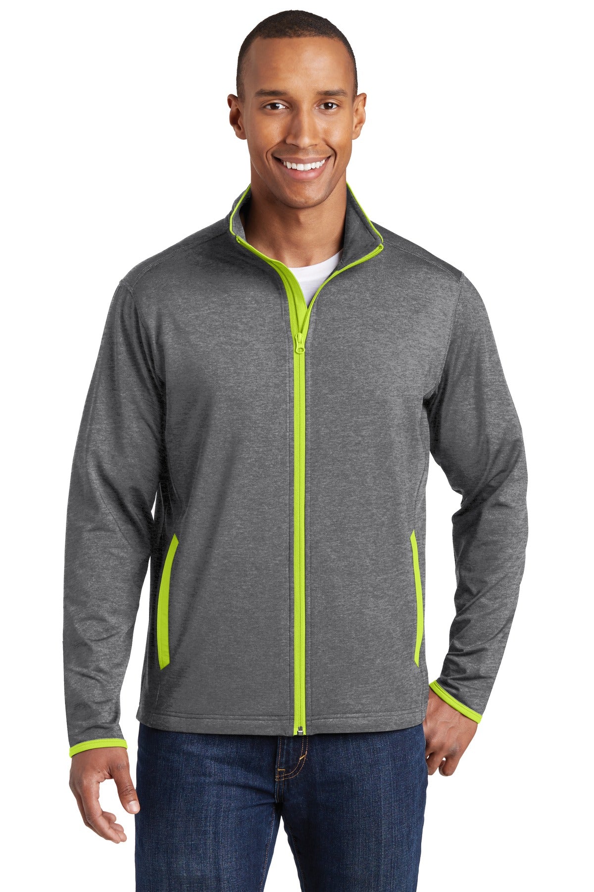 Sport-Tek Men's Sport-Wick Stretch Contrast Full-Zip Jacket Mens Apparel Jackets & Vests