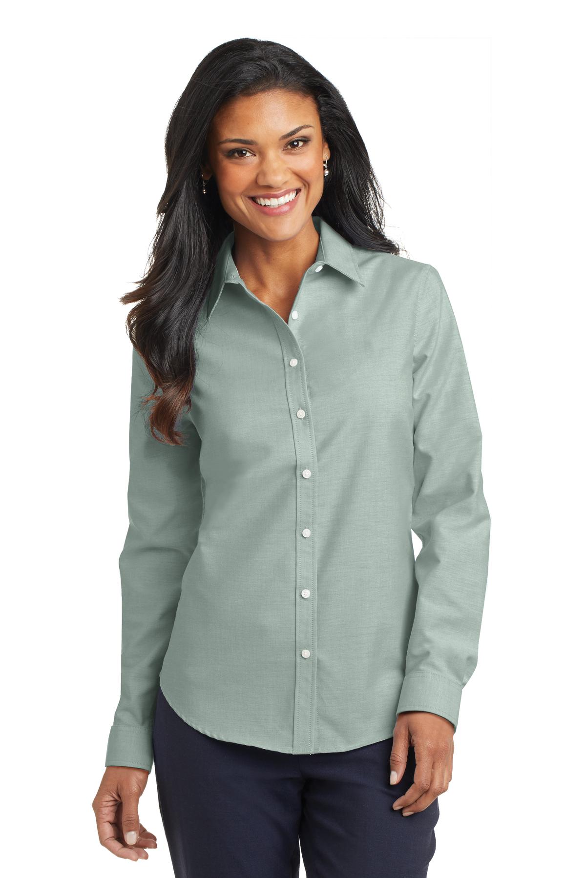 Port Authority Ladies SuperPro Oxford Shirt. L658 Womens Apparel Shirts & Tops