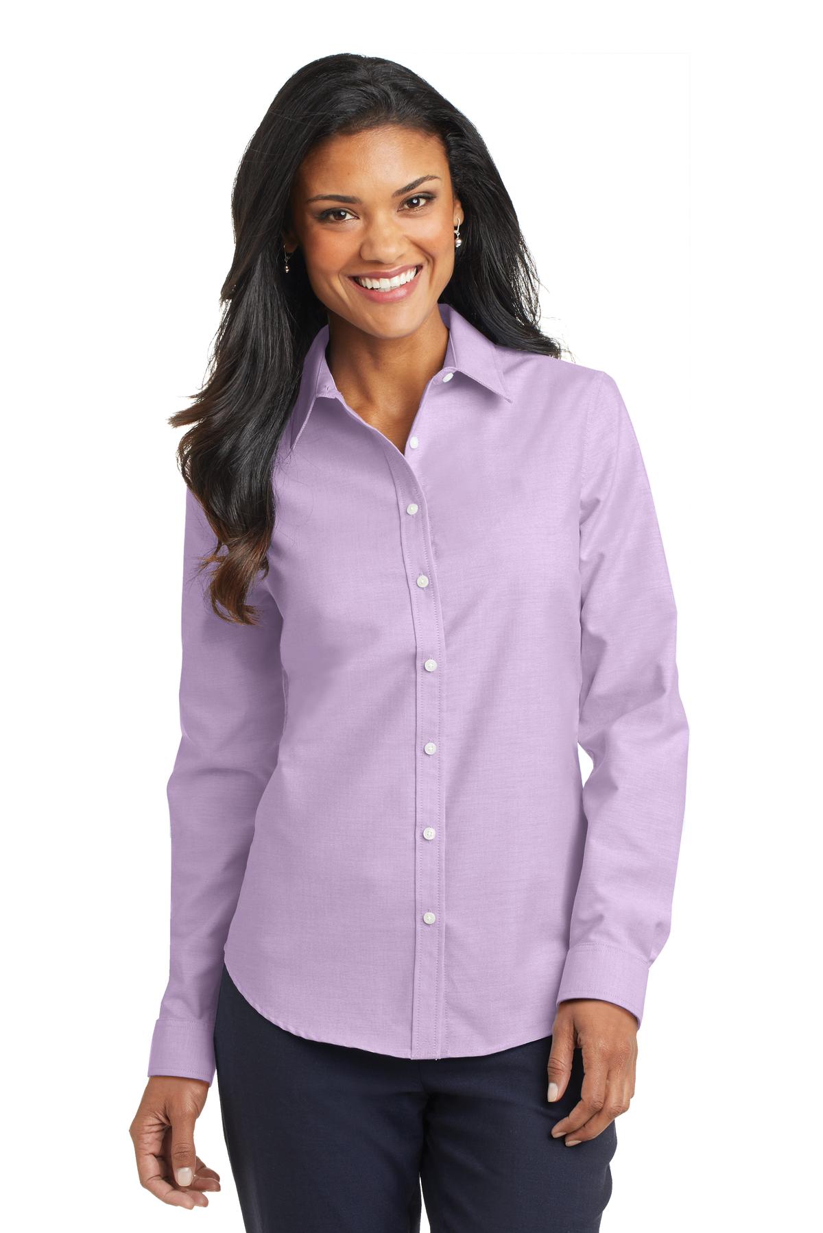 Port Authority Ladies SuperPro Oxford Shirt. L658 Womens Apparel Shirts & Tops