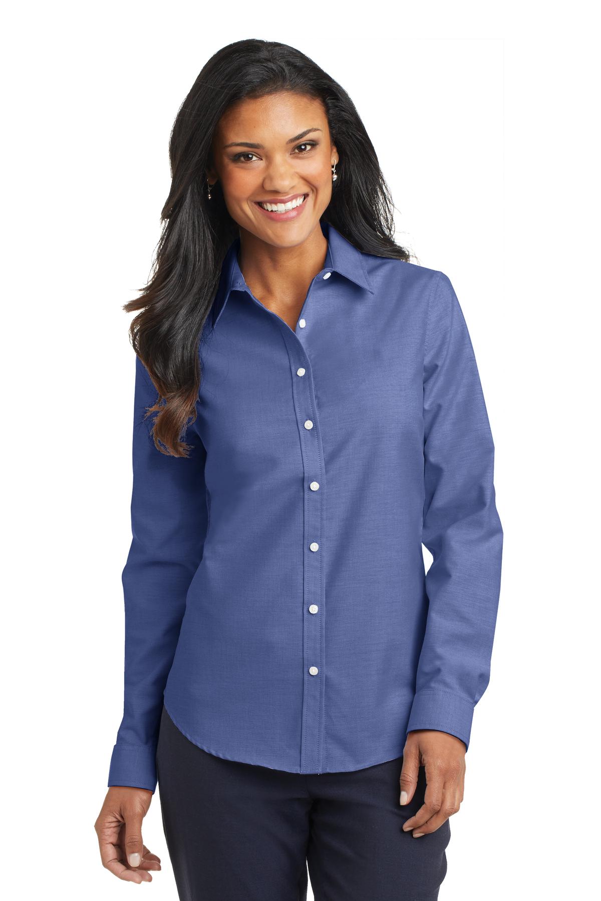 Port Authority Ladies SuperPro Oxford Shirt. L658 Womens Apparel Shirts & Tops