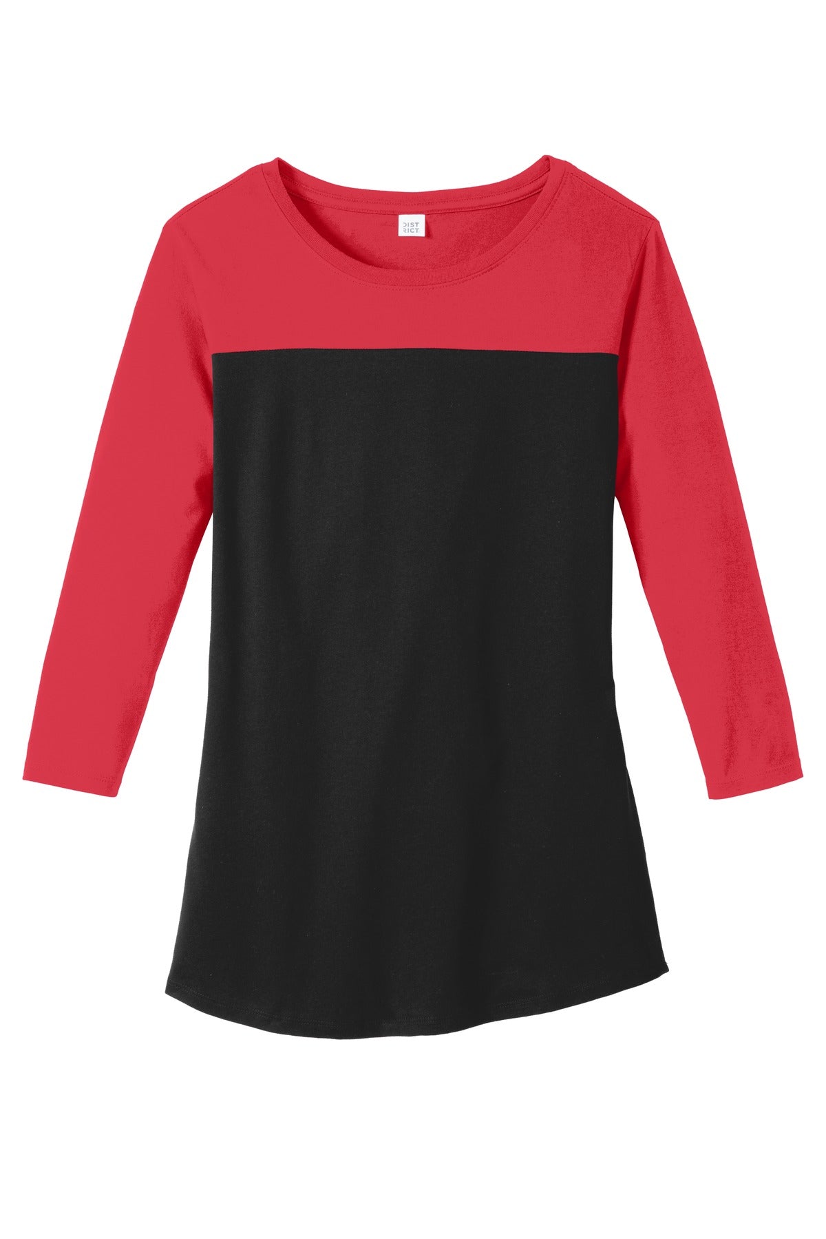 District Women's Rally 3/4-Sleeve Tee. DT2700 Womens Apparel Shirts & Tops