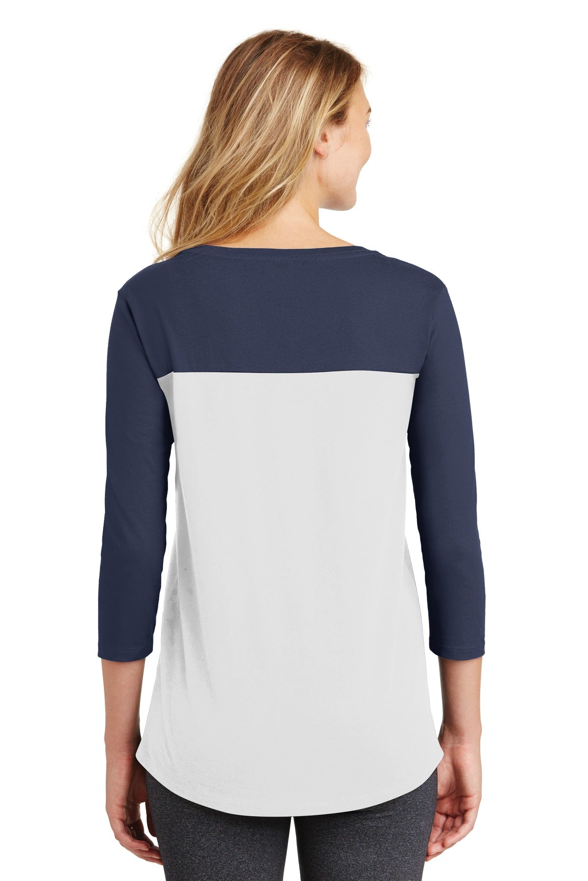 District Women's Rally 3/4-Sleeve Tee. DT2700 Womens Apparel Shirts & Tops