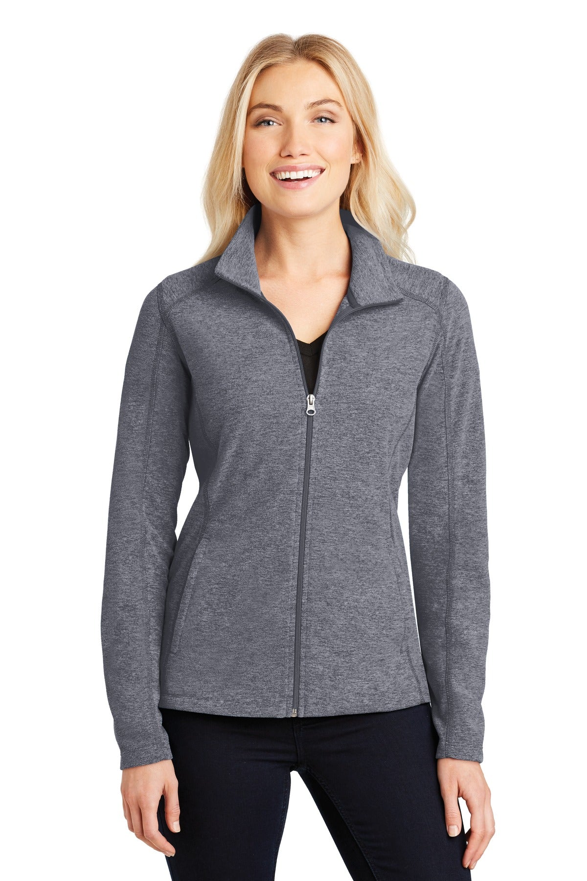 Port Authority Ladies Heather Microfleece Full-Zip Jacket. L235 Womens Apparel Jackets & Vests