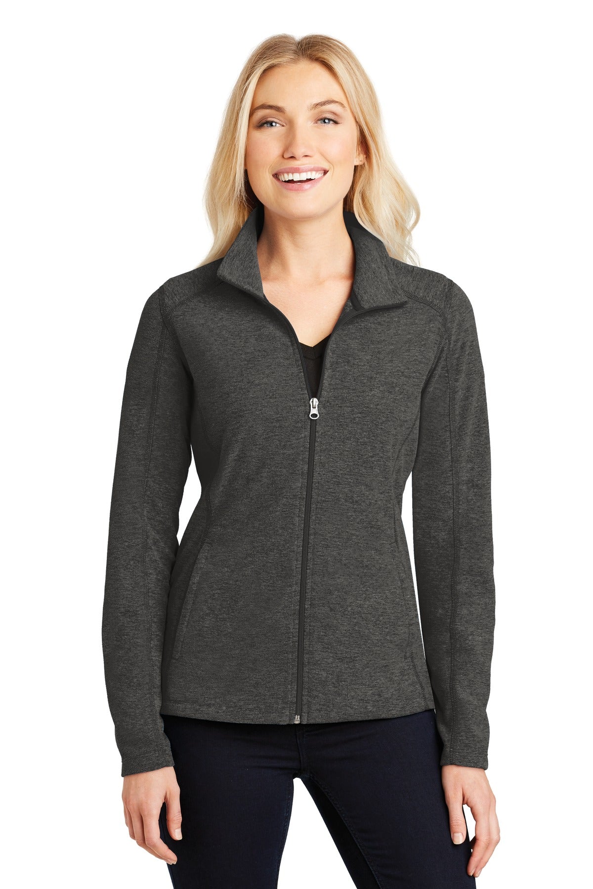 Port Authority Ladies Heather Microfleece Full-Zip Jacket. L235 Womens Apparel Jackets & Vests