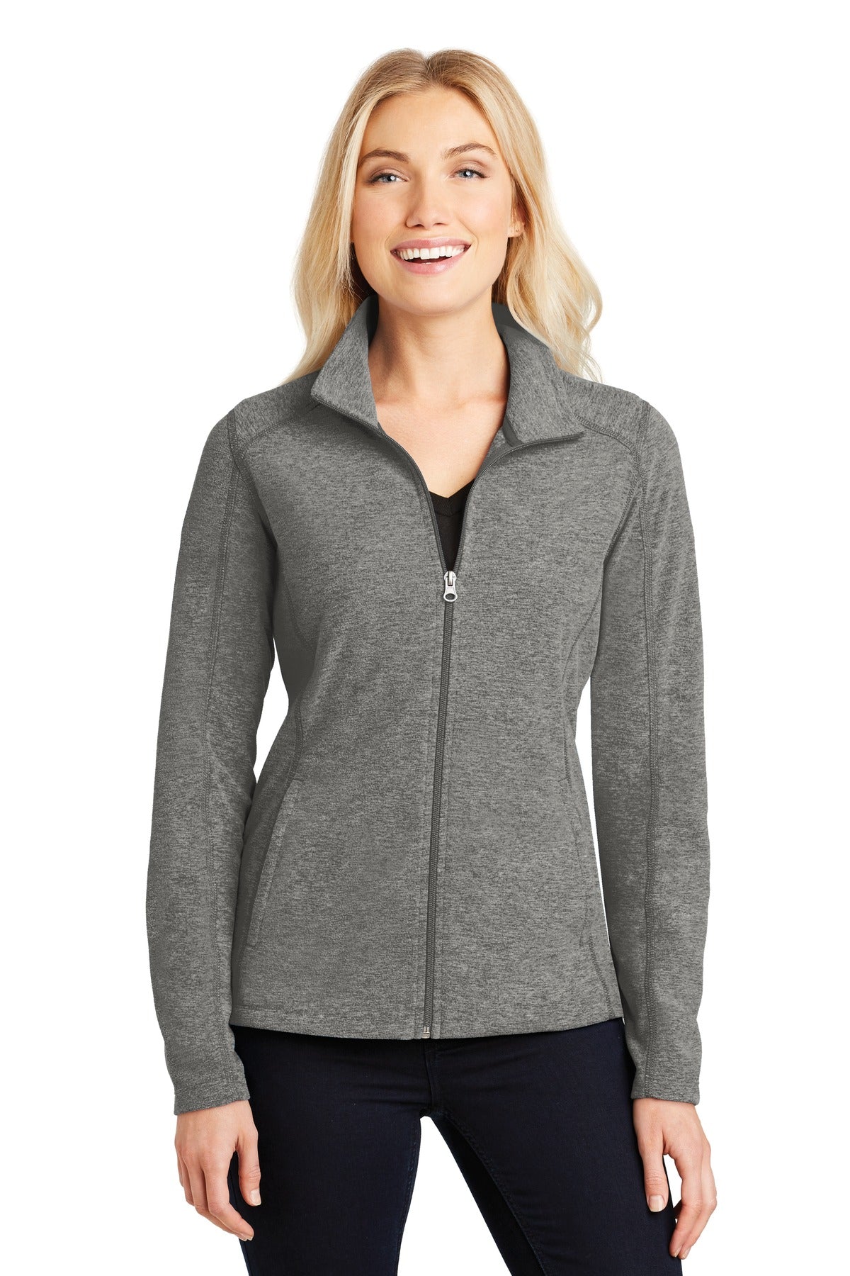 Port Authority Ladies Heather Microfleece Full-Zip Jacket. L235 Womens Apparel Jackets & Vests