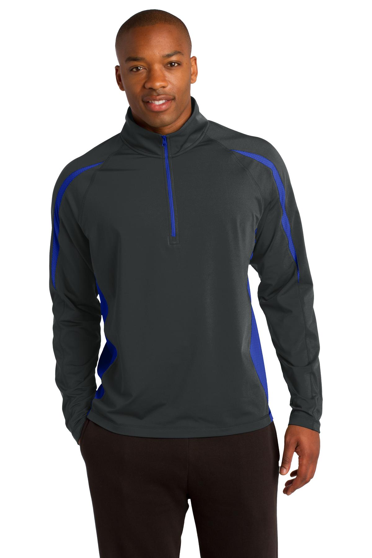 Sport-Tek Men's Sport-Wick Stretch 1/2-Zip Colorblock Pullover Mens Apparel Sweatshirts & Fleece