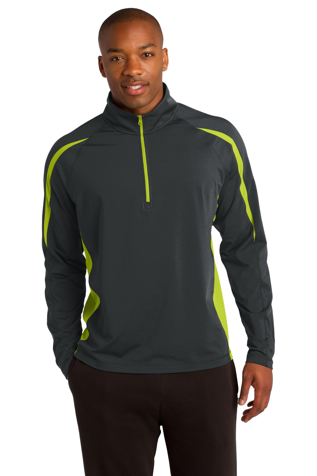 Sport-Tek Men's Sport-Wick Stretch 1/2-Zip Colorblock Pullover Mens Apparel Sweatshirts & Fleece