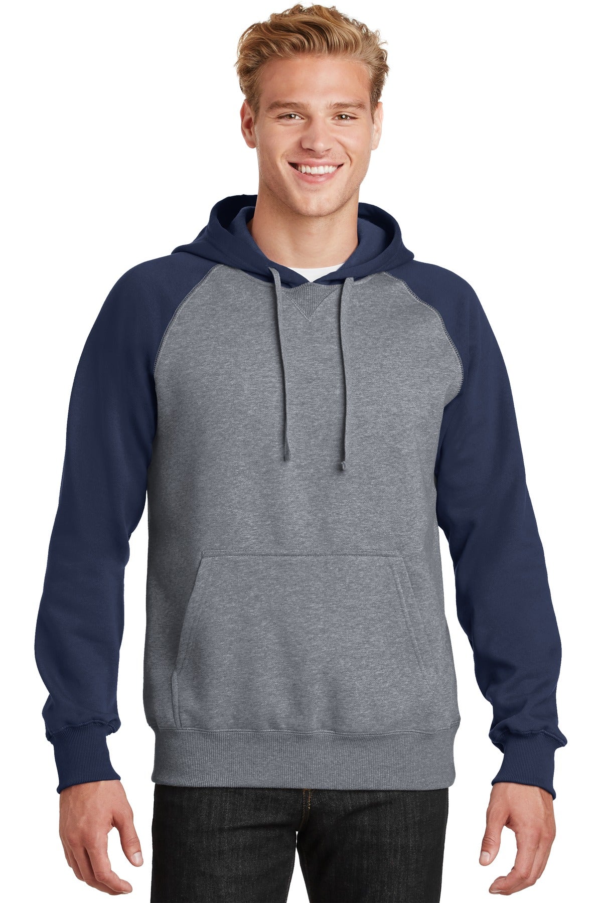 Sport-Tek Men's Raglan Colorblock Pullover Hooded Sweatshirt Mens Apparel Sweatshirts & Fleece