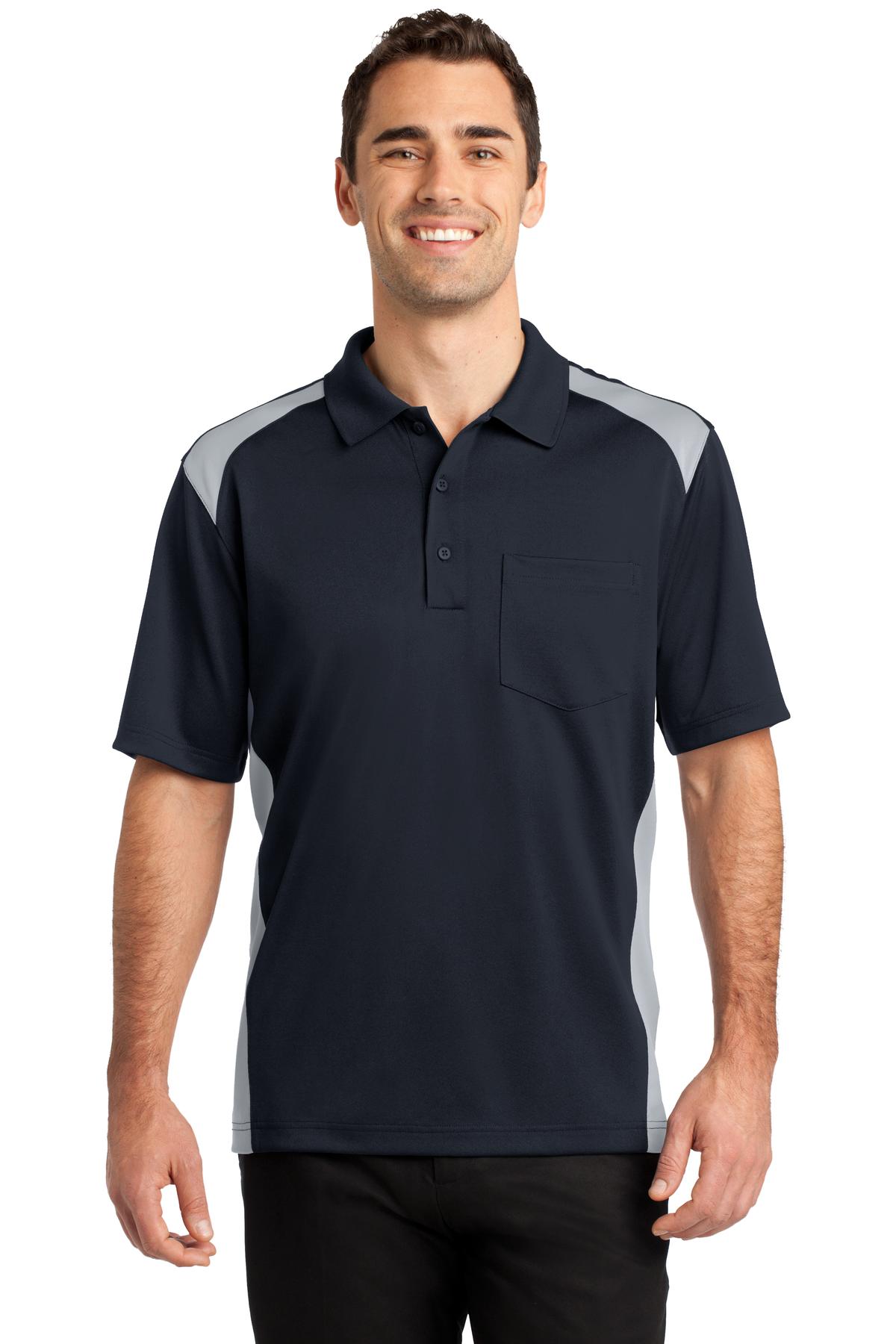 CornerStone Men's Select Snag-Proof Two Way Colorblock Pocket Polo. CS416 Mens Apparel Shirts & Tops
