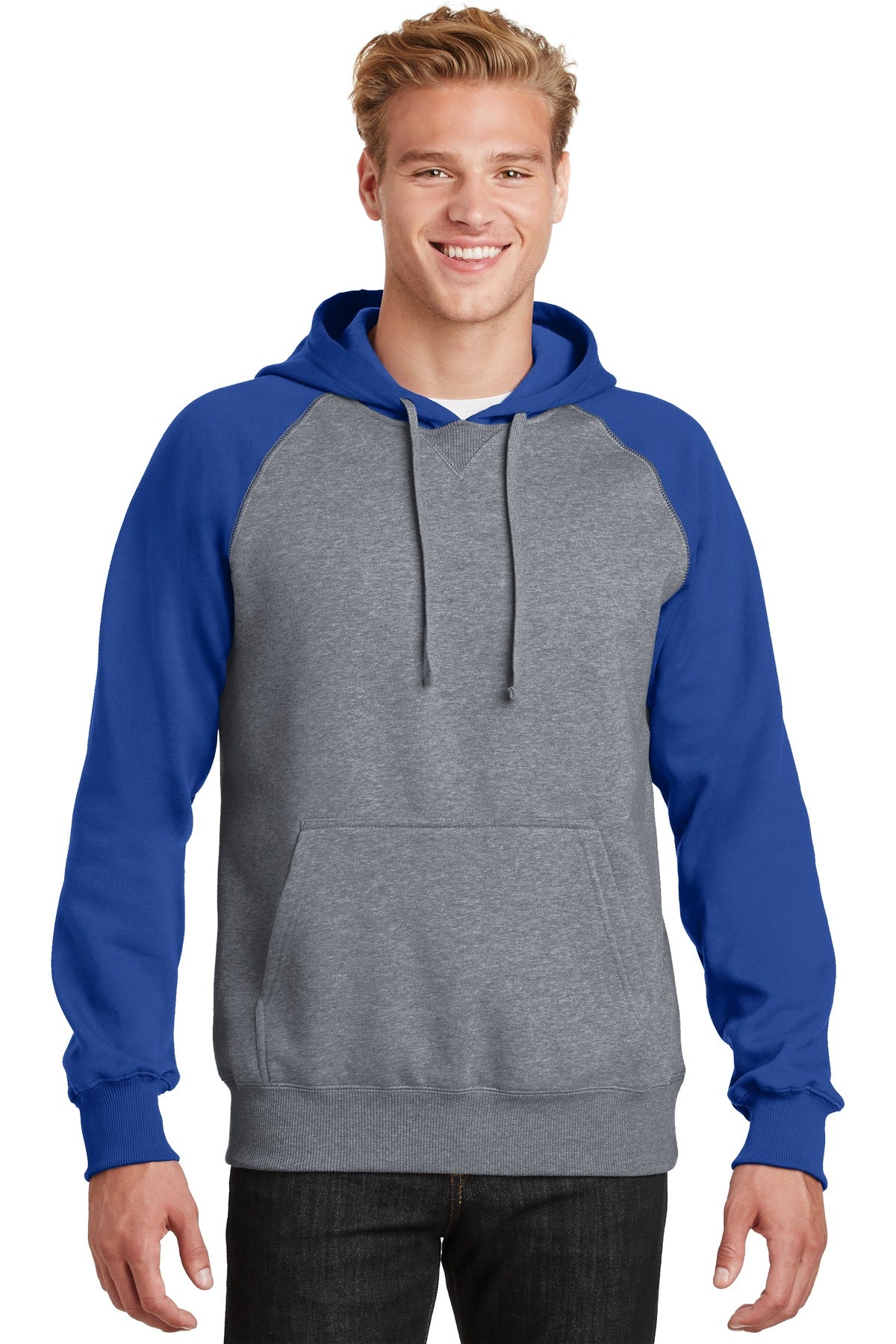 Sport-Tek Men's Raglan Colorblock Pullover Hooded Sweatshirt Mens Apparel Sweatshirts & Fleece