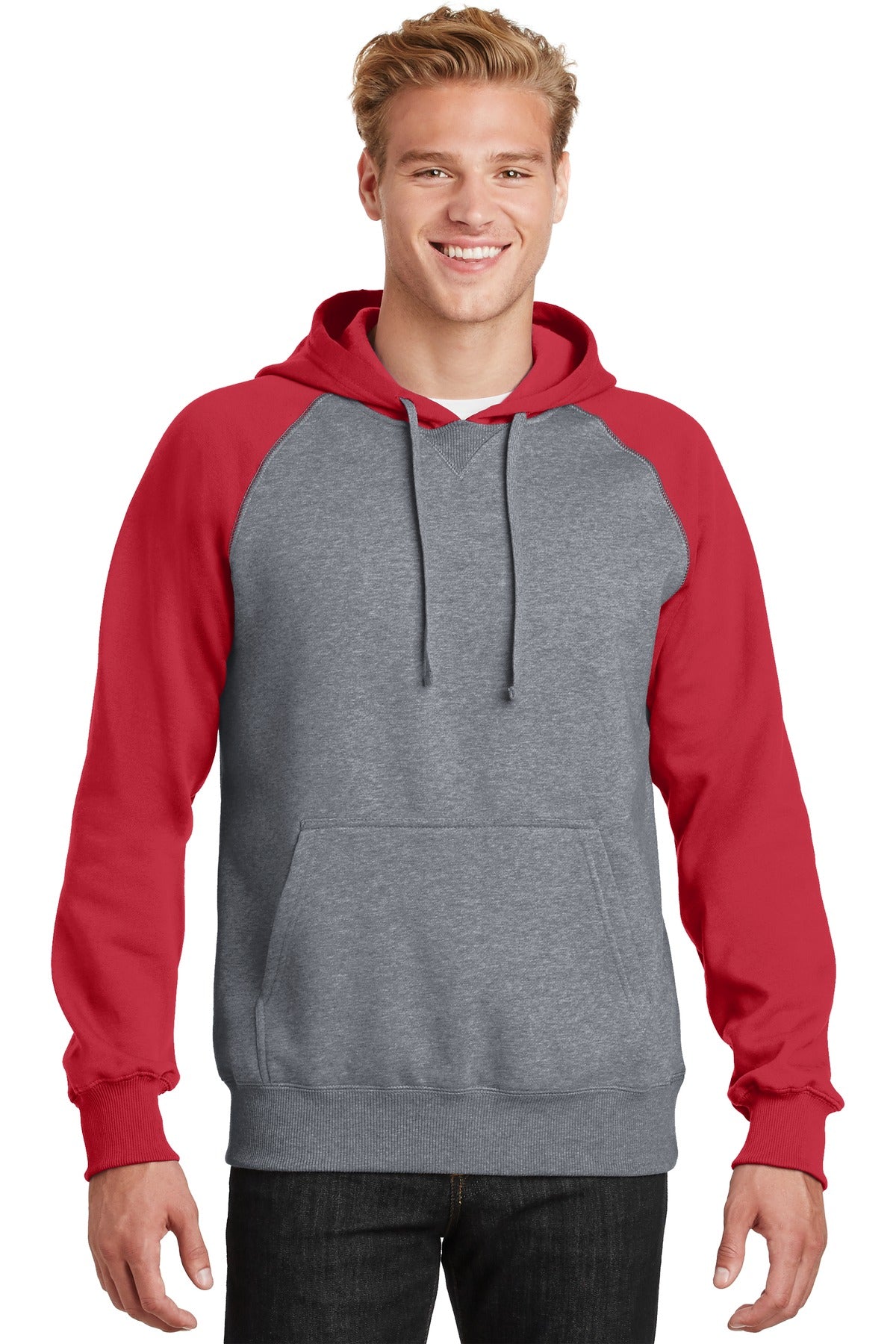 Sport-Tek Men's Raglan Colorblock Pullover Hooded Sweatshirt Mens Apparel Sweatshirts & Fleece