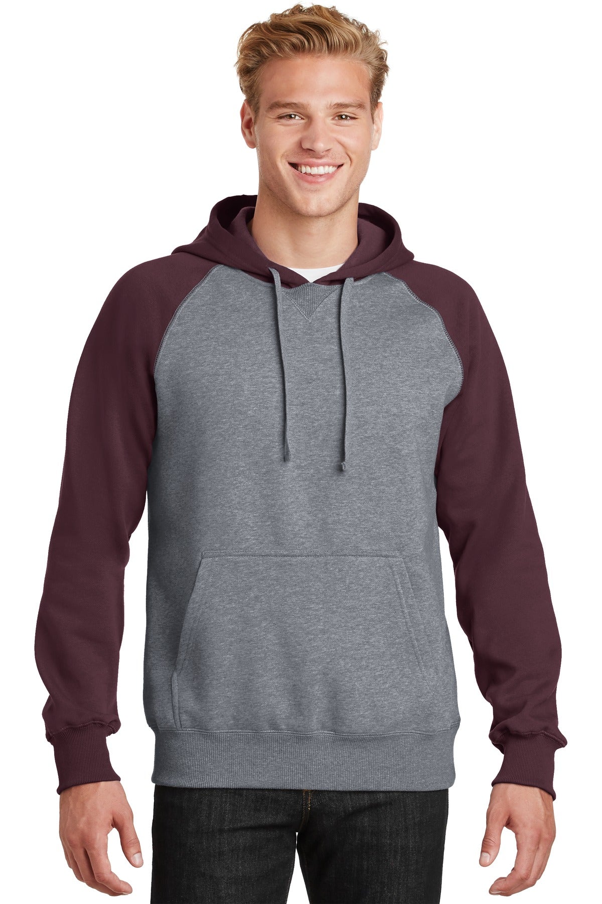 Sport-Tek Men's Raglan Colorblock Pullover Hooded Sweatshirt Mens Apparel Sweatshirts & Fleece