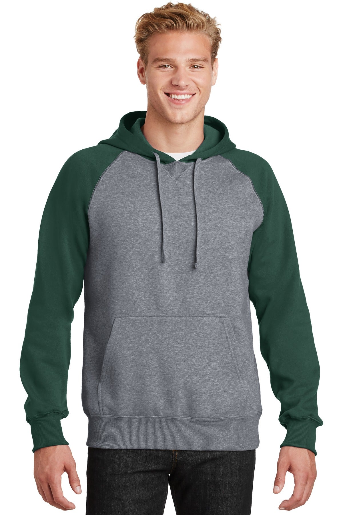 Sport-Tek Men's Raglan Colorblock Pullover Hooded Sweatshirt Mens Apparel Sweatshirts & Fleece