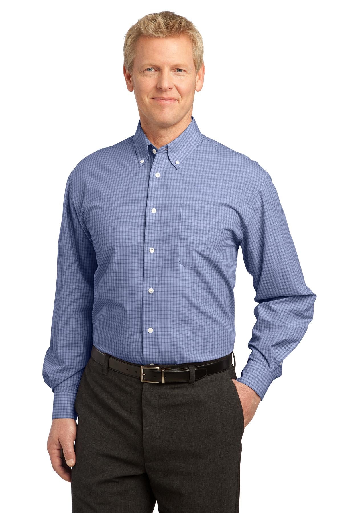 Port Authority Men's Plaid Pattern Easy Care Shirt. S639 Mens Apparel Shirts & Tops