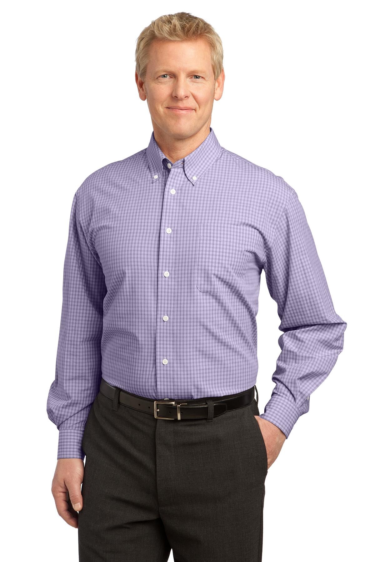 Port Authority Men's Plaid Pattern Easy Care Shirt. S639 Mens Apparel Shirts & Tops