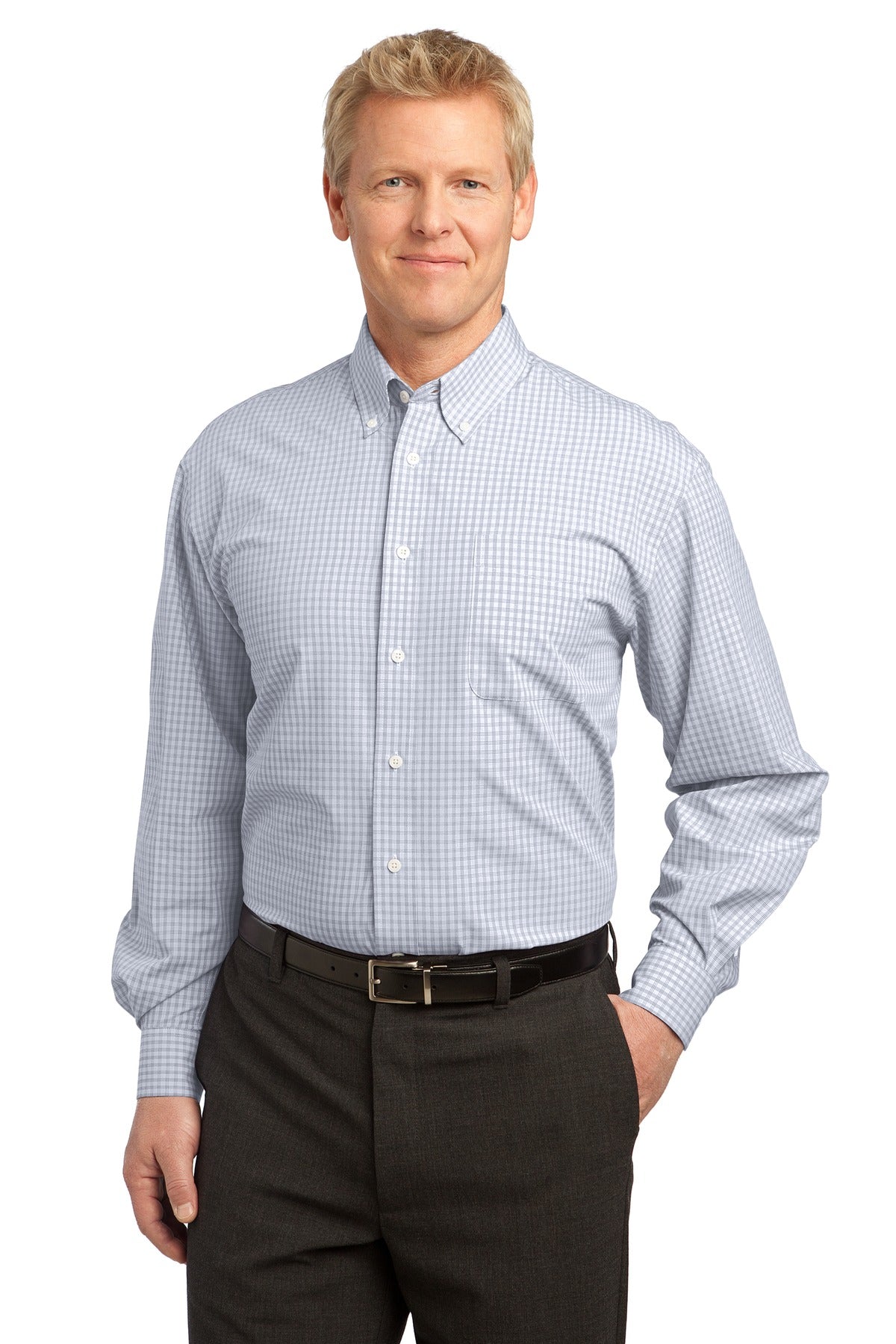 Port Authority Men's Plaid Pattern Easy Care Shirt. S639 Mens Apparel Shirts & Tops