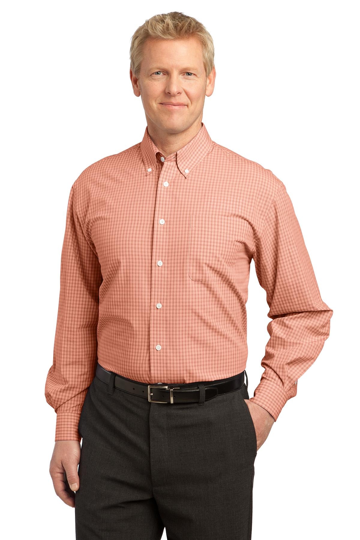 Port Authority Men's Plaid Pattern Easy Care Shirt. S639 Mens Apparel Shirts & Tops