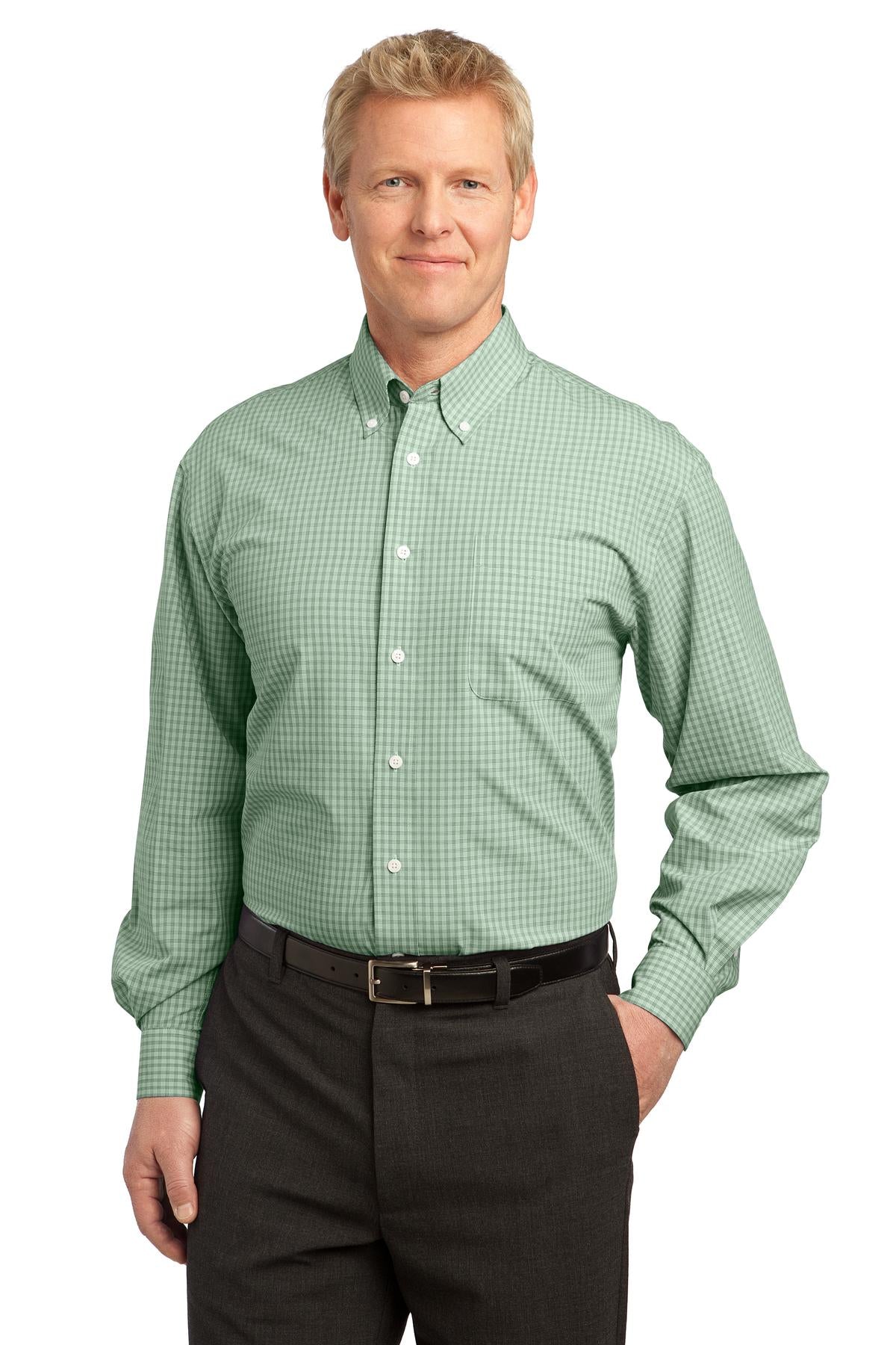 Port Authority Men's Plaid Pattern Easy Care Shirt. S639 Mens Apparel Shirts & Tops