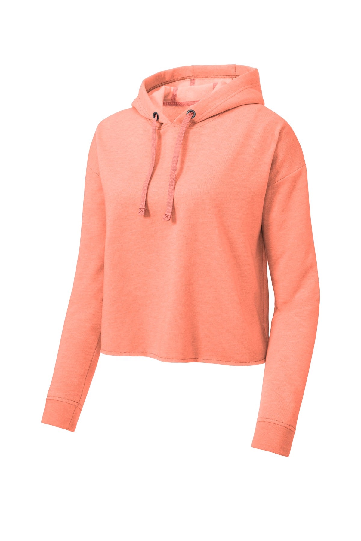 Sport-Tek Women's PosiCharge Tri-Blend Wicking Fleece Crop Hooded Pullover LST298 Womens Apparel Sweatshirts & Fleece