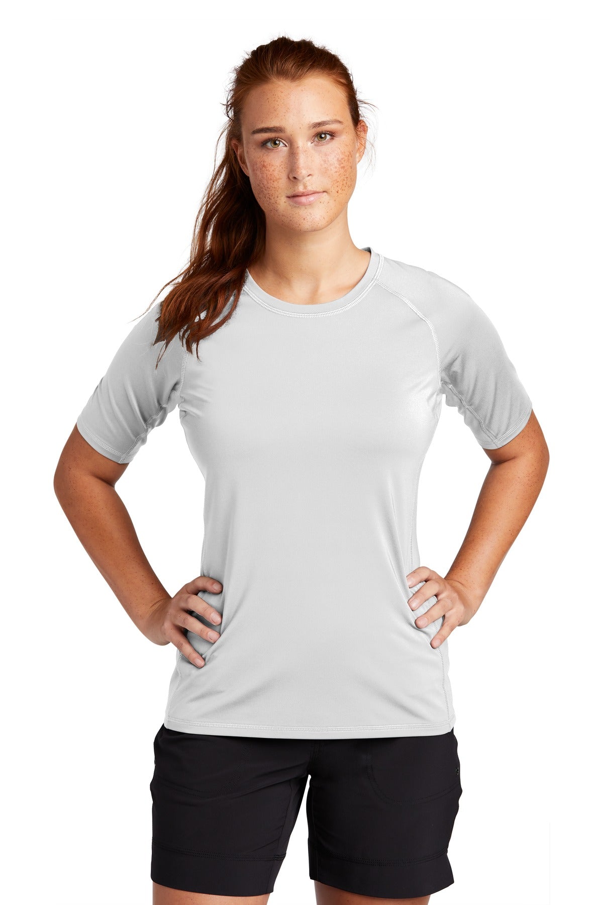 Sport-Tek Women's Rashguard Tee LST470 Womens Apparel Shirts & Tops