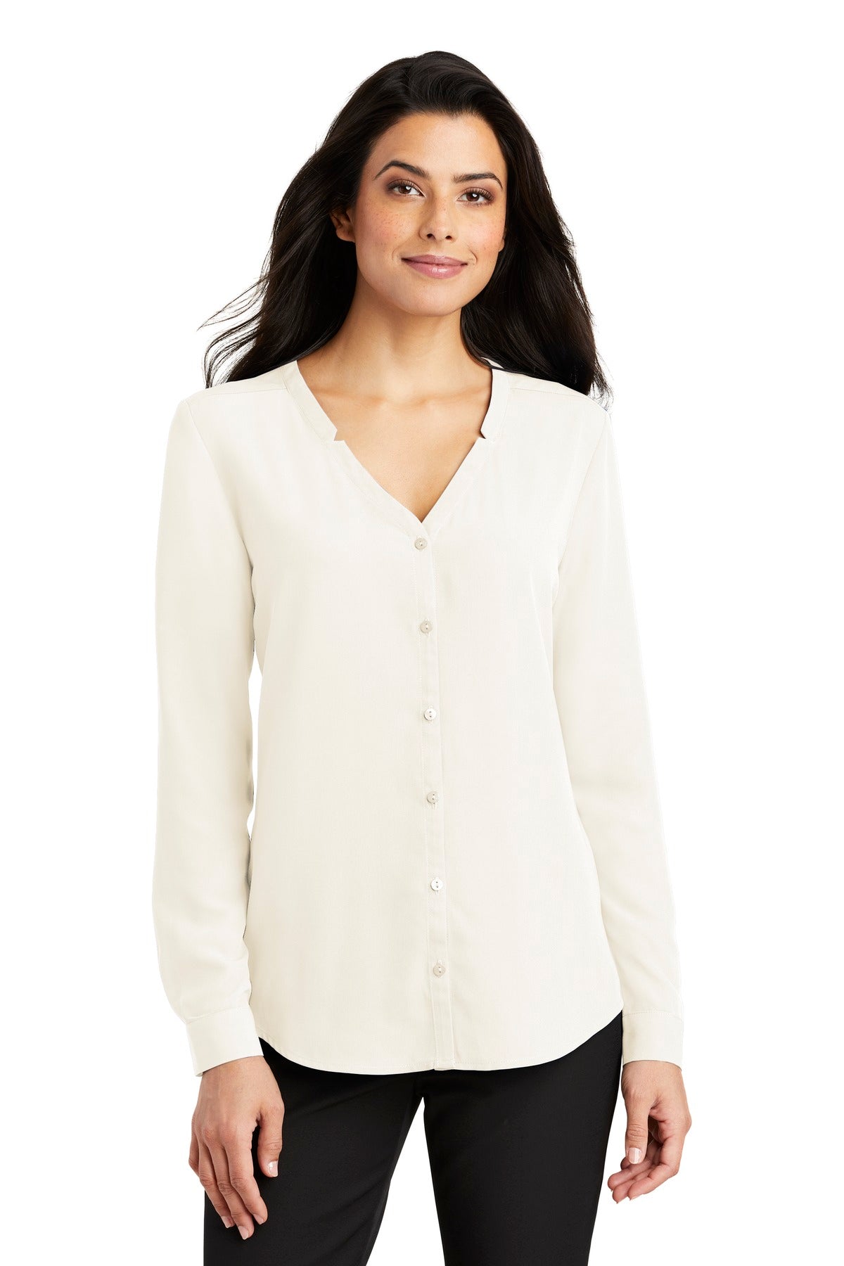 Port Authority Women's Long Sleeve Button-Front Blouse. LW700 Womens Apparel Shirts & Tops