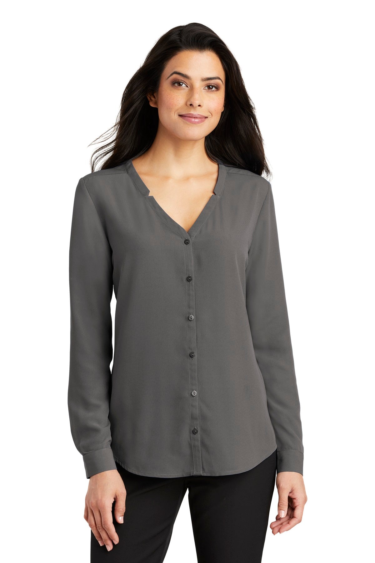 Port Authority Women's Long Sleeve Button-Front Blouse. LW700 Womens Apparel Shirts & Tops
