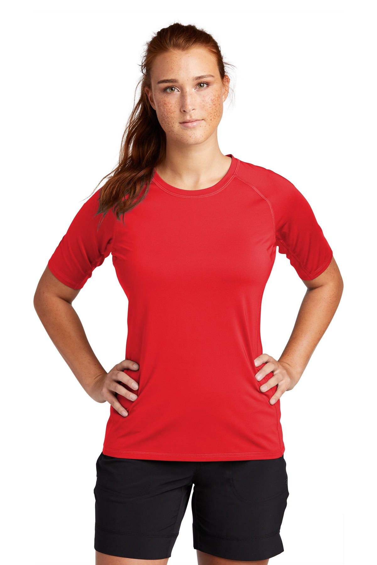 Sport-Tek Women's Rashguard Tee LST470 Womens Apparel Shirts & Tops