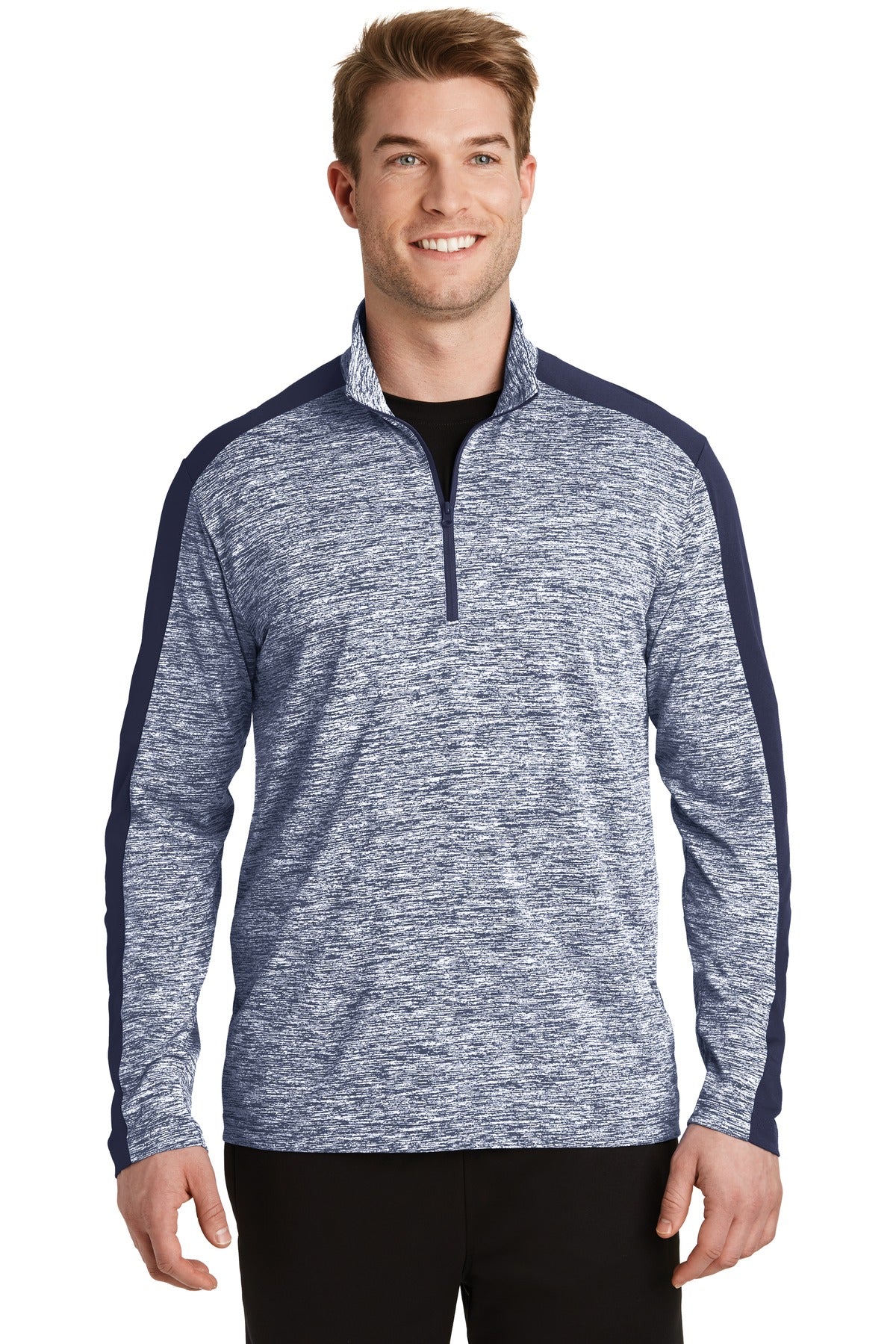 Sport-Tek Men's PosiCharge Electric Heather Colorblock 1/4-Zip Pullover Mens Apparel Sweatshirts & Fleece